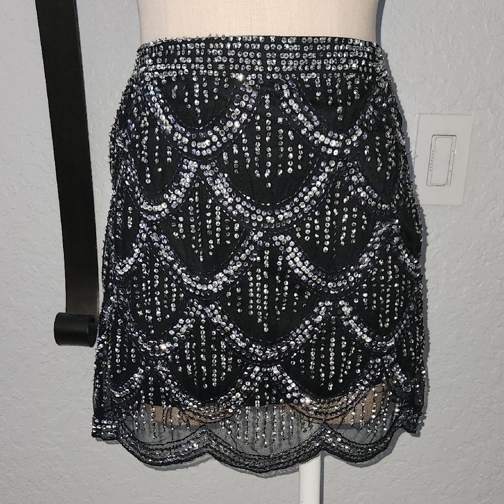 Arden B Black Mini Skirt with Silver Accents